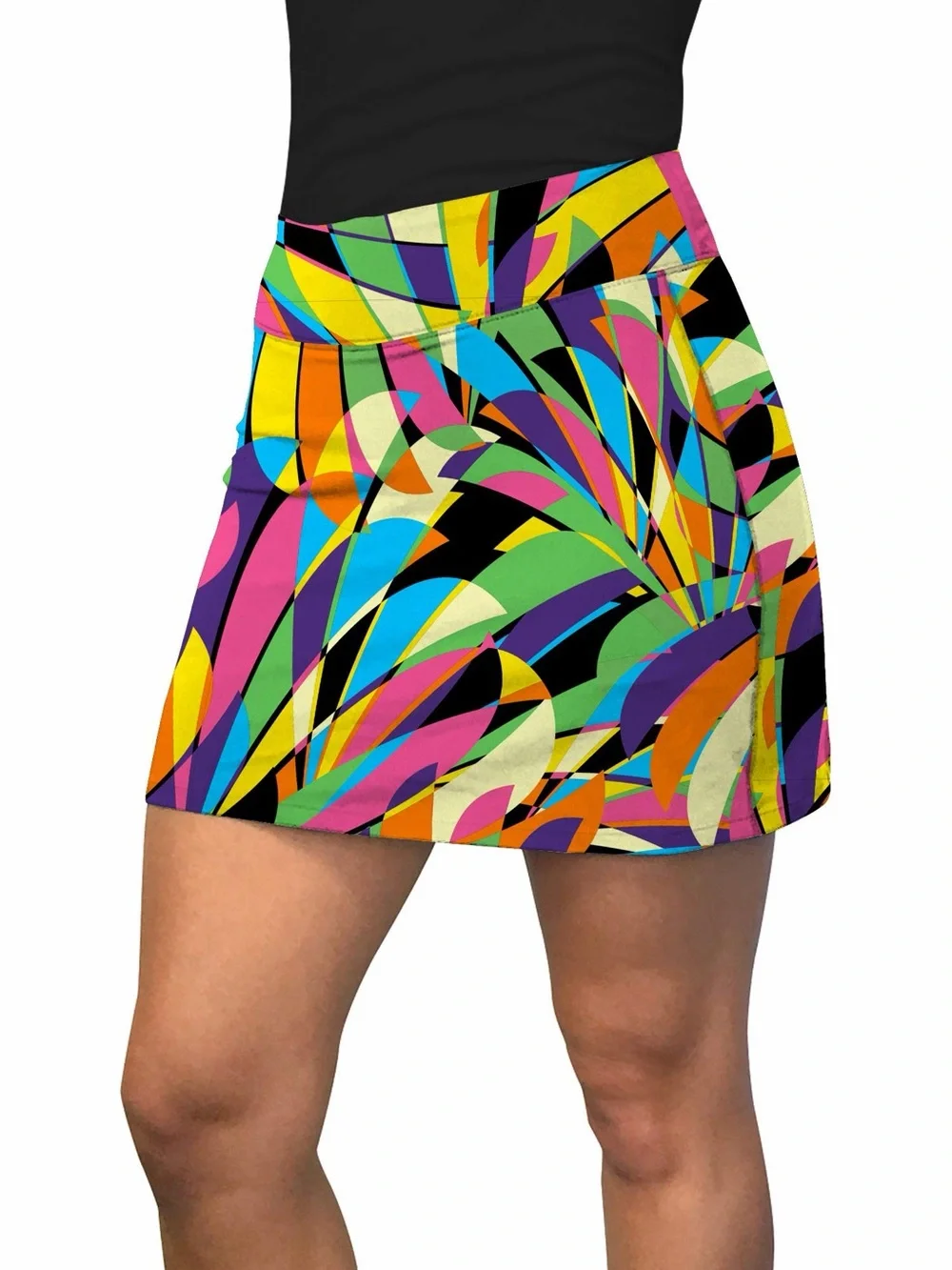 LOUDMOUTH Ladies Golf Skort Multicolor Geometric Birds of a Feather size Small